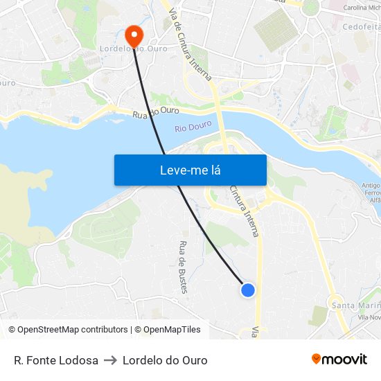 R. Fonte Lodosa to Lordelo do Ouro map