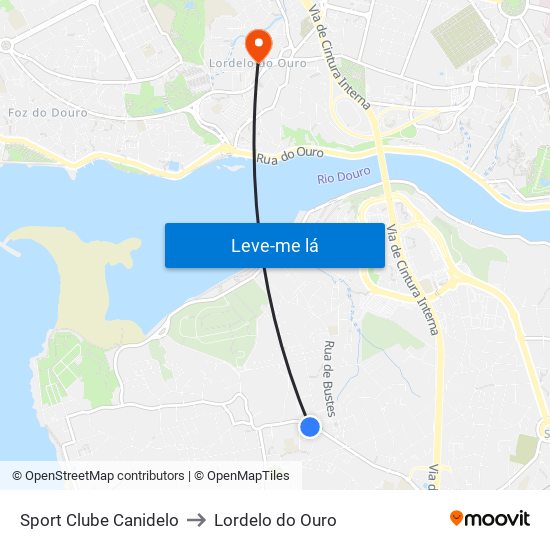 Sport Clube Canidelo to Lordelo do Ouro map