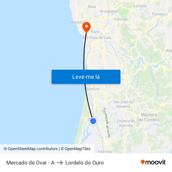Mercado de Ovar - A to Lordelo do Ouro map