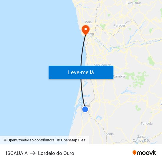 ISCAUA A to Lordelo do Ouro map