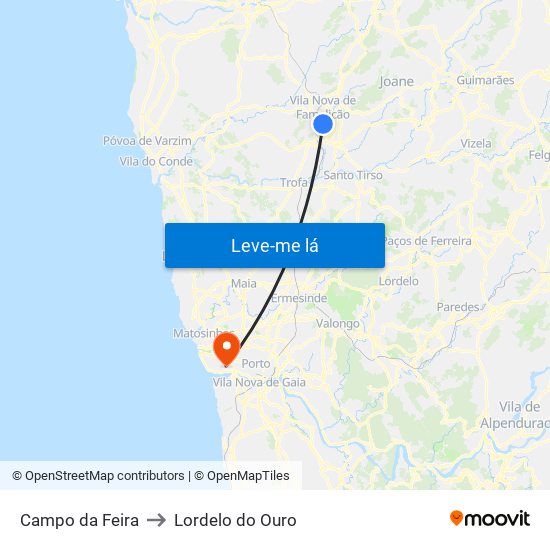 Campo da Feira to Lordelo do Ouro map