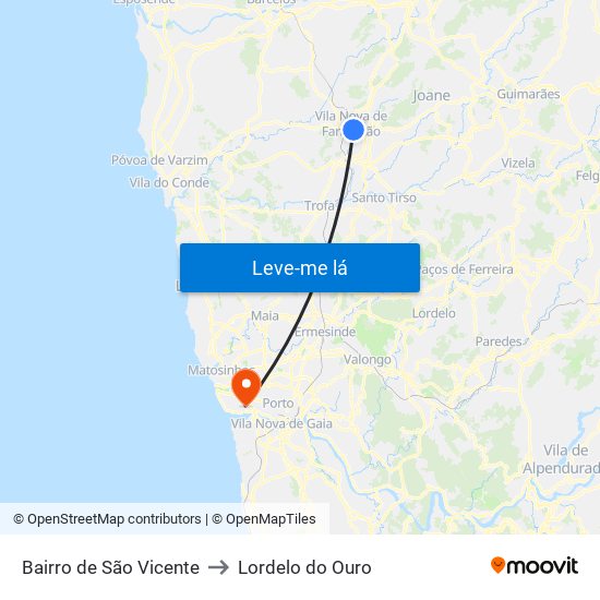 Bairro de São Vicente to Lordelo do Ouro map