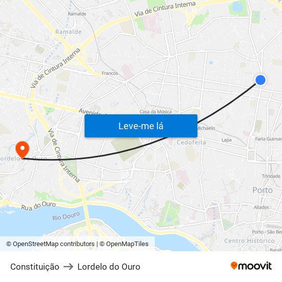 Constituição to Lordelo do Ouro map