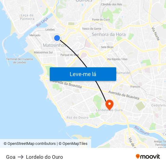 Goa to Lordelo do Ouro map