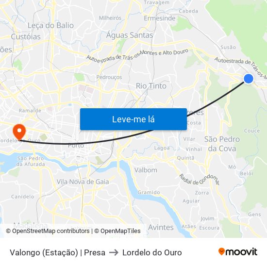 Valongo (Estação) | Presa to Lordelo do Ouro map