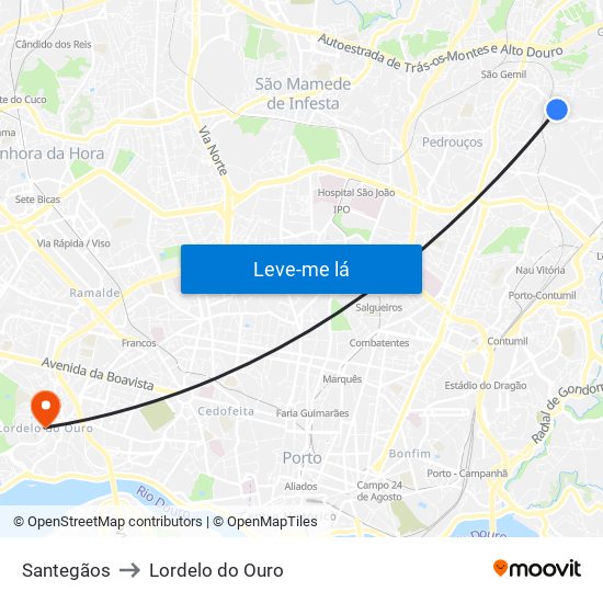 Santegãos to Lordelo do Ouro map