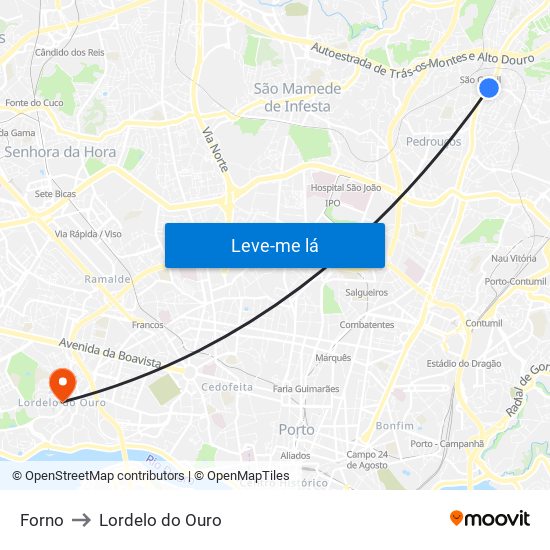 Forno to Lordelo do Ouro map