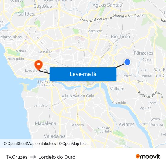 Tv.Cruzes to Lordelo do Ouro map