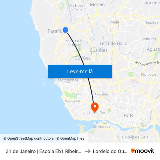 31 de Janeiro | Escola Eb1 Ribeiras to Lordelo do Ouro map