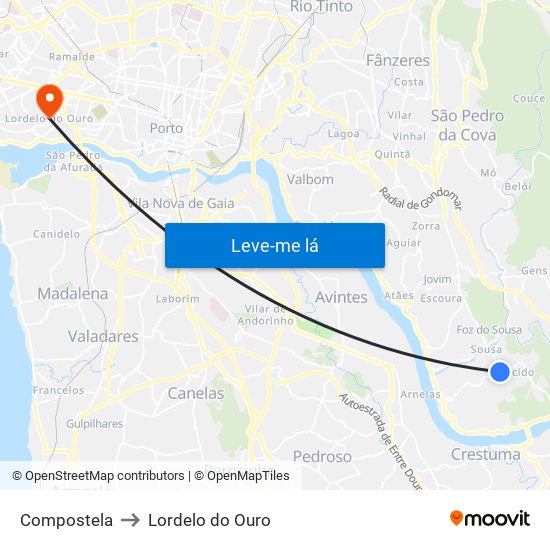 Compostela to Lordelo do Ouro map