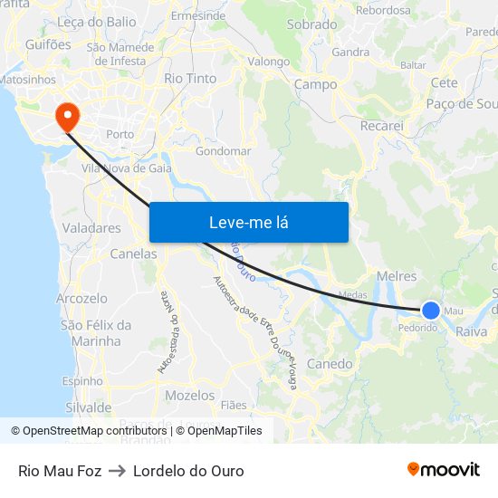 Rio Mau Foz to Lordelo do Ouro map
