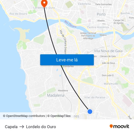 Capela to Lordelo do Ouro map