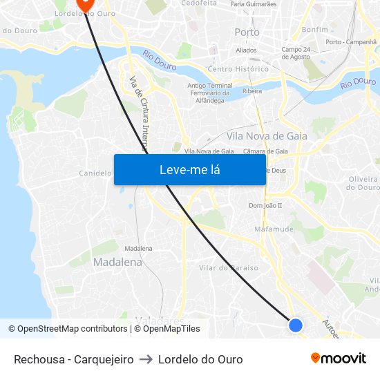 Rechousa - Carquejeiro to Lordelo do Ouro map