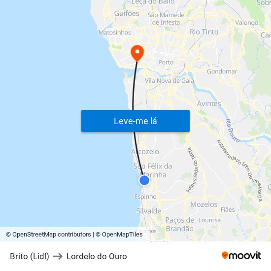 Brito (Lidl) to Lordelo do Ouro map