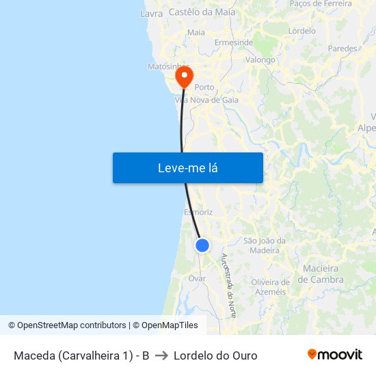 Maceda (Carvalheira 1) - B to Lordelo do Ouro map