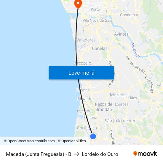 Maceda (Junta Freguesia) - B to Lordelo do Ouro map