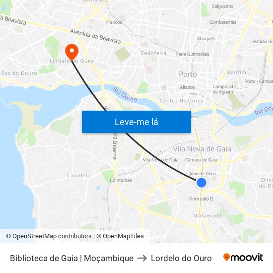 Biblioteca de Gaia to Lordelo do Ouro map