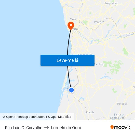 Rua Luis G. Carvalho to Lordelo do Ouro map