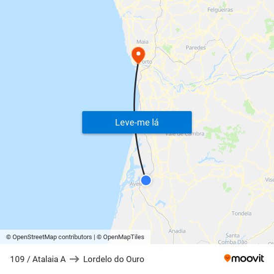 109 / Atalaia A to Lordelo do Ouro map