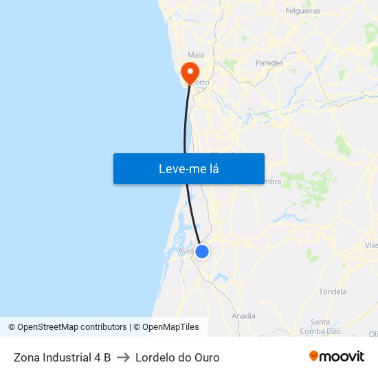 Zona Industrial 4 B to Lordelo do Ouro map