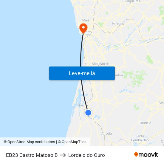 EB23 Castro Matoso B to Lordelo do Ouro map