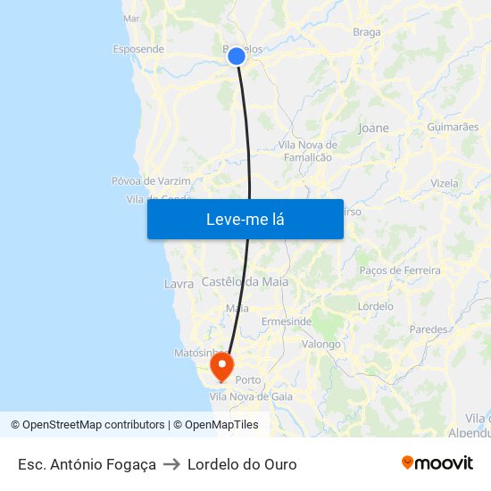 Esc. António Fogaça to Lordelo do Ouro map
