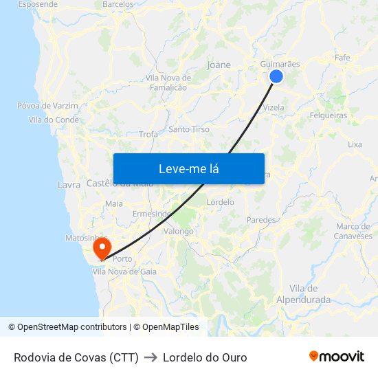 Rodovia de Covas (CTT) to Lordelo do Ouro map