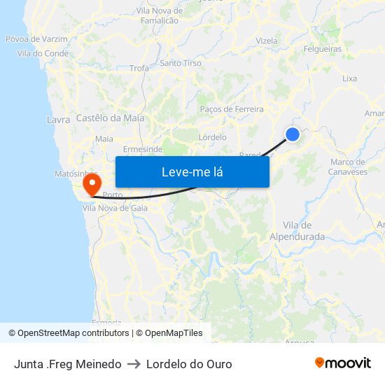 Junta .Freg Meinedo to Lordelo do Ouro map
