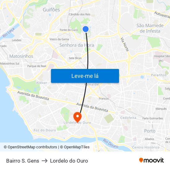 Bairro S. Gens to Lordelo do Ouro map