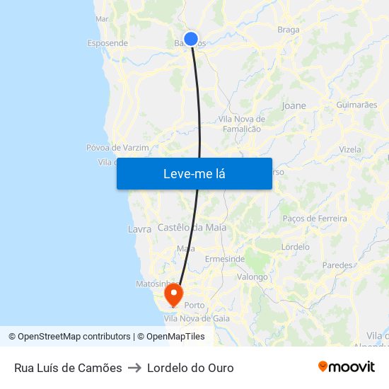 Rua Luís de Camões to Lordelo do Ouro map