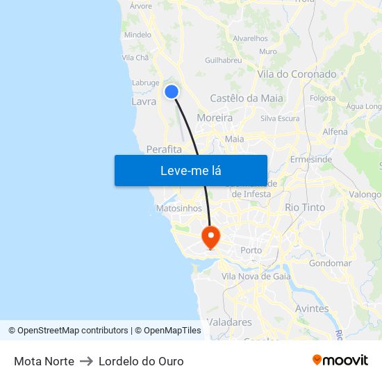 Mota Norte to Lordelo do Ouro map