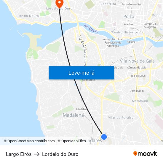 Largo Eirós to Lordelo do Ouro map