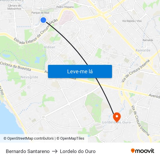 Bernardo Santareno to Lordelo do Ouro map