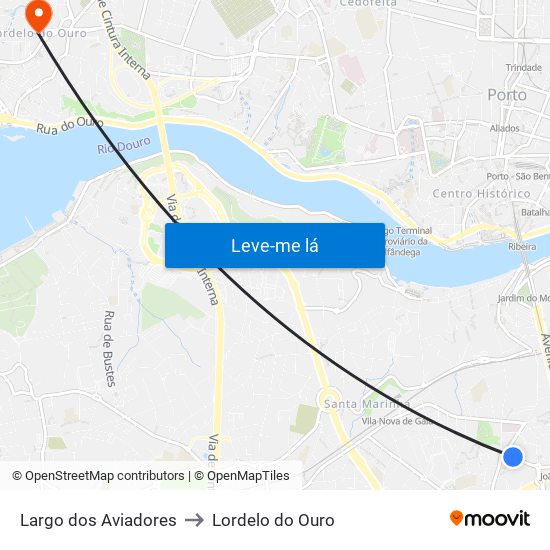 Largo dos Aviadores to Lordelo do Ouro map