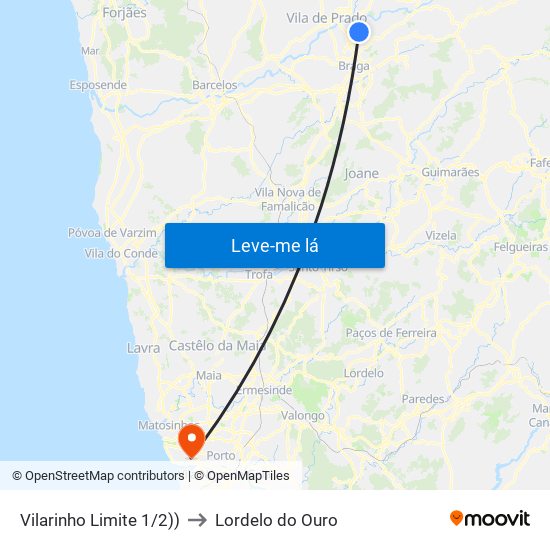 Vilarinho Limite 1/2)) to Lordelo do Ouro map