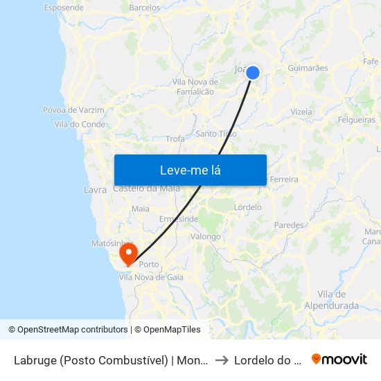 Labruge (Posto Combustível) | Monte do Rio to Lordelo do Ouro map