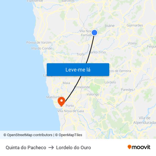 Quinta do Pacheco to Lordelo do Ouro map