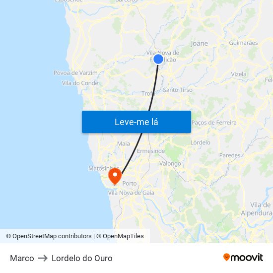 Marco to Lordelo do Ouro map