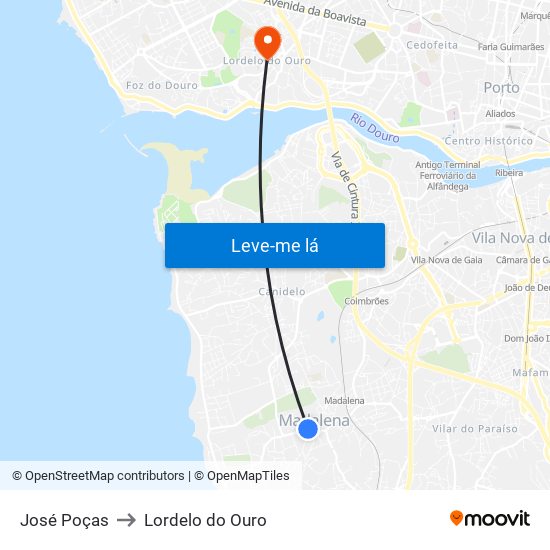 José Poças to Lordelo do Ouro map