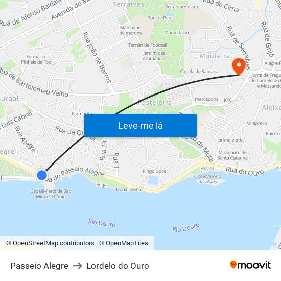 Passeio Alegre to Lordelo do Ouro map