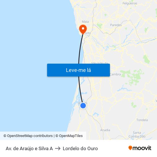 Av. de Araújo e Silva A to Lordelo do Ouro map