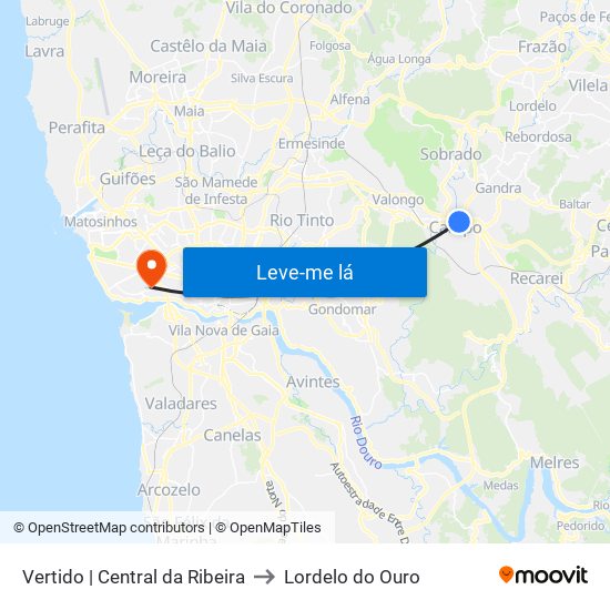 Vertido | Central da Ribeira to Lordelo do Ouro map