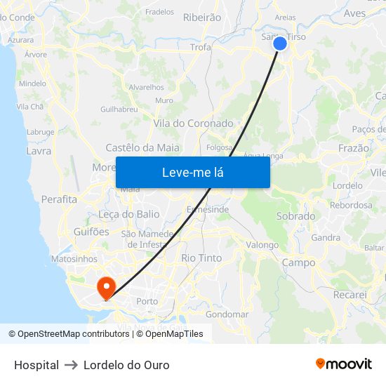 Hospital to Lordelo do Ouro map