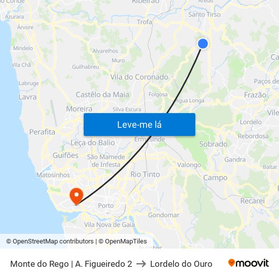 Monte do Rego | A. Figueiredo 2 to Lordelo do Ouro map