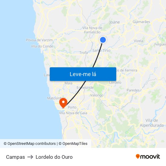 Campas to Lordelo do Ouro map