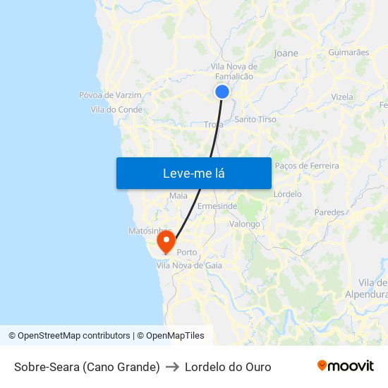 Sobre-Seara (Cano Grande) to Lordelo do Ouro map