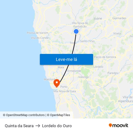 Quinta da Seara to Lordelo do Ouro map