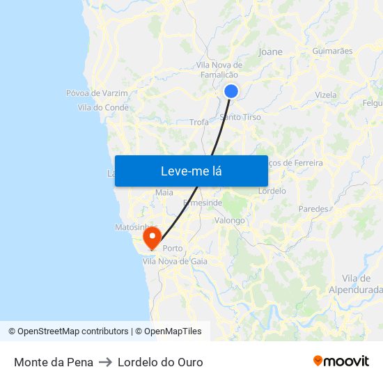 Monte da Pena to Lordelo do Ouro map