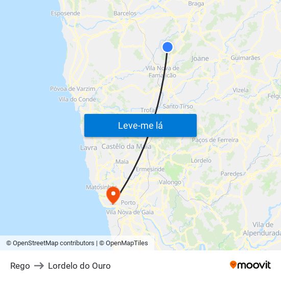 Rego to Lordelo do Ouro map