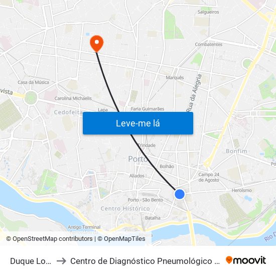 Duque Loulé to Centro de Diagnóstico Pneumológico (Bcg) map